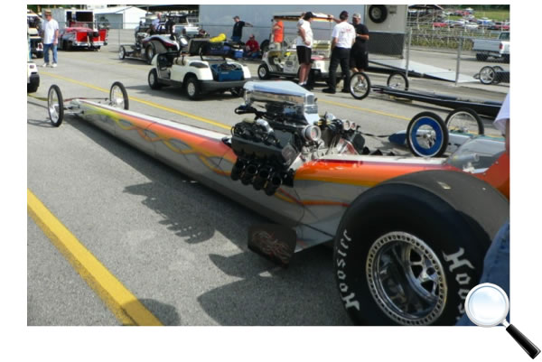 Jeff Sanborn in his beautiful “stealth” front engine dragster