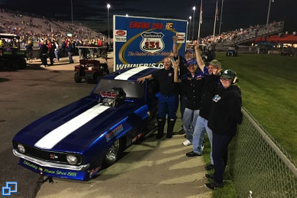 Bill Anderson and his crew with their Road Show funny car gets the win with the best pass of the night.