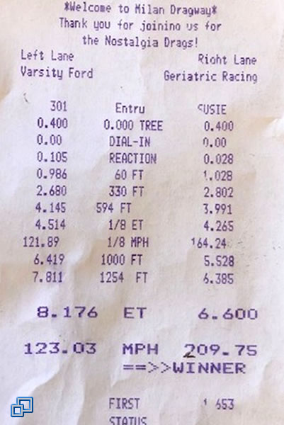This was my fastest and quickest pass ever at 6.60 second time @ 209.75 mph