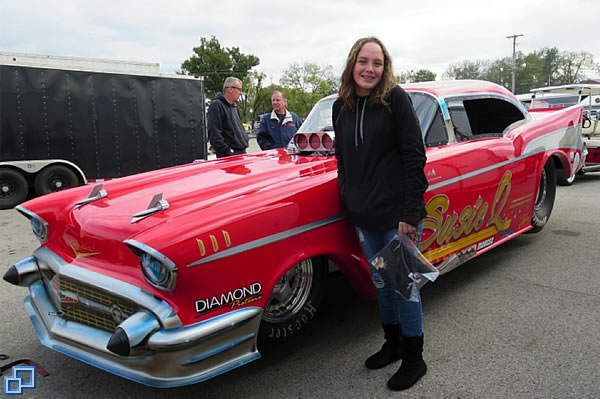 This was the first race Robyn had ever attended. She wasn't too sure about it, until Steve talked her into climbing into the driver's seat of our funny car. Now look at that beautiful smile.