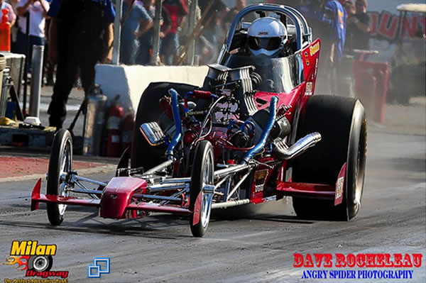 Tim Steven’s Front Engine Dragster  With Bill Hallett at the wheel.