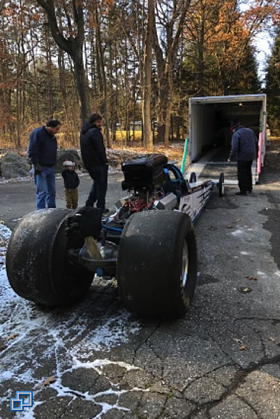 Loading up the dragster to go to its new home